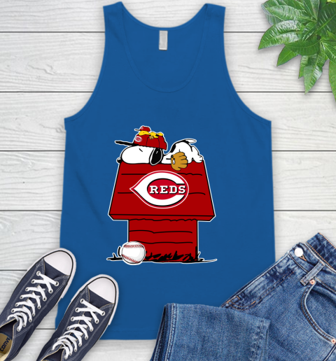 MLB Cincinnati Reds Snoopy Woodstock The Peanuts Movie Baseball T Shirt Tank Top 5