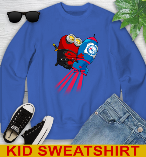 NBA Basketball Philadelphia 76ers Deadpool Minion Marvel Shirt Youth Sweatshirt 6