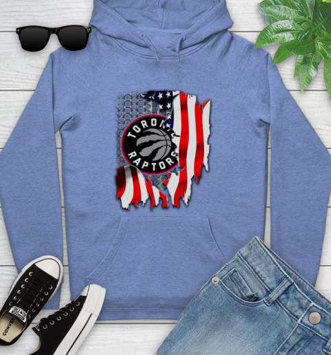 Toronto Raptors NBA Basketball American Flag Youth Hoodie 13