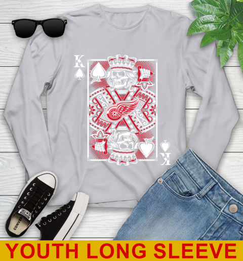 Detroit Red Wings NHL Hockey The King Of Spades Death Cards Shirt Youth Long Sleeve 5