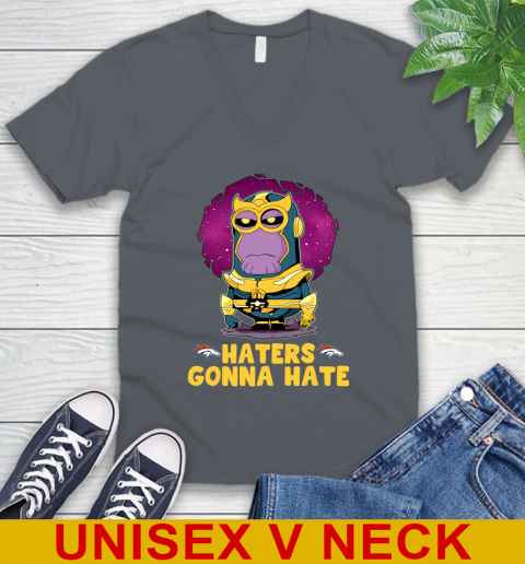 NFL Football Denver Broncos Haters Gonna Hate Thanos Minion Marvel Shirt V-Neck T-Shirt 5