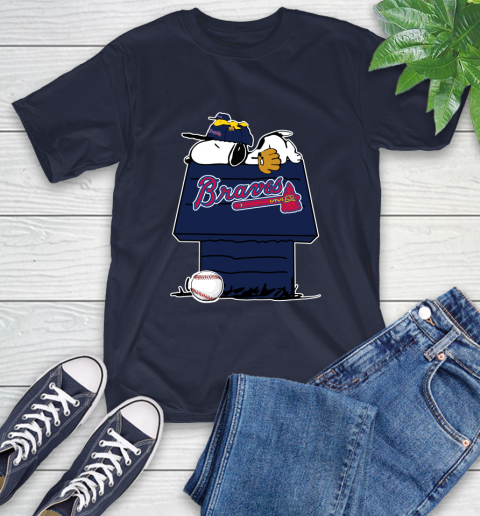 MLB Atlanta Braves Snoopy Woodstock The Peanuts Movie Baseball T Shirt T-Shirt 4