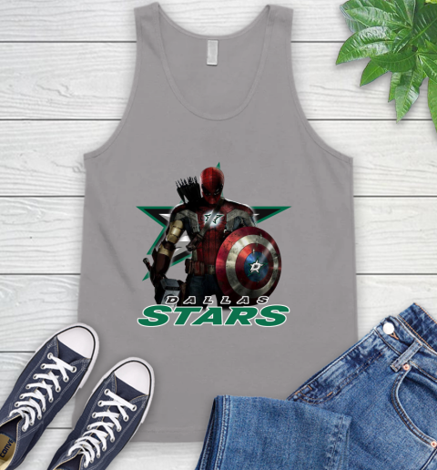 NHL Captain America Thor Spider Man Hawkeye Avengers Endgame Hockey Dallas Stars Tank Top 4