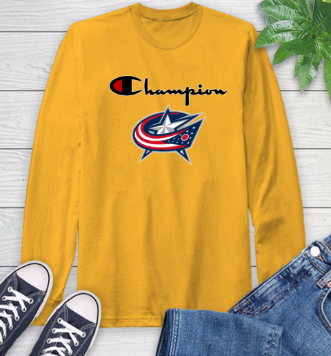 NHL Hockey Columbus Blue Jackets Champion Shirt Long Sleeve T-Shirt 2