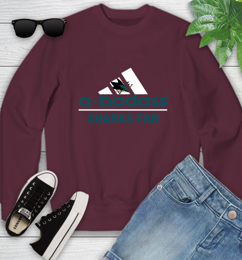 NHL A Badass San Jose Sharks Fan Adidas Hockey Sports Youth Sweatshirt 4