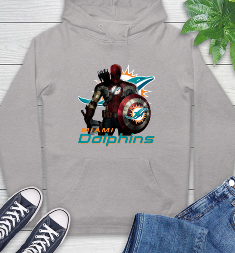 NFL Captain America Thor Spider Man Hawkeye Avengers Endgame Football Miami Dolphins Hoodie 12