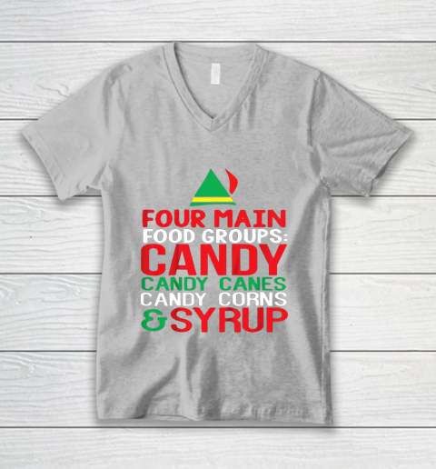 4 Main Food Groups Elf Buddy Christmas V-Neck T-Shirt 3