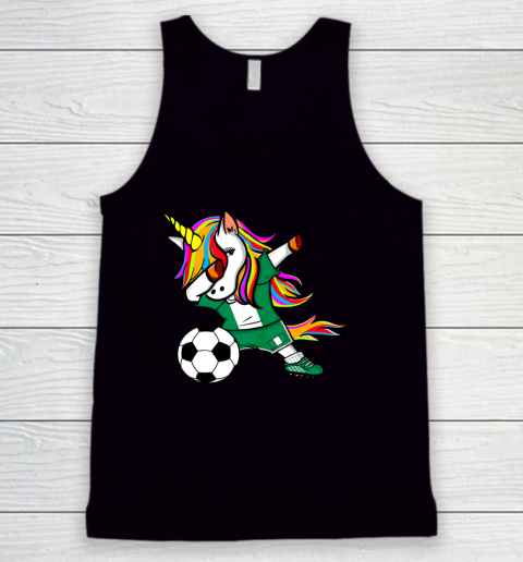 Funny Dabbing Unicorn Nigeria Football Nigerian Flag Soccer Tank Top