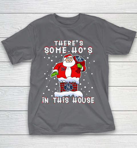 New York Yankees Christmas There Is Some Hos In This House Santa Stuck In The Chimney MLB Youth T-Shirt 5