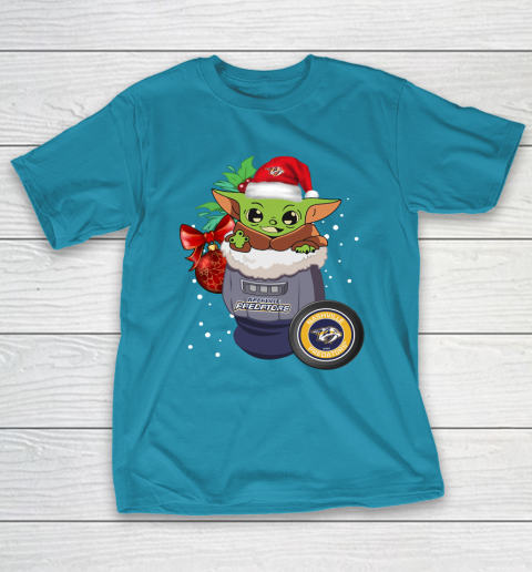 Nashville Predators Christmas Baby Yoda Star Wars Funny Happy NHL T-Shirt 8