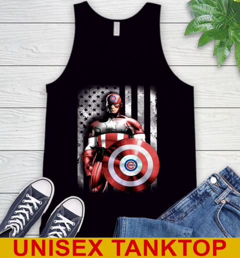Chicago Cubs MLB Baseball Captain America Marvel Avengers American Flag Shirt Tank Top