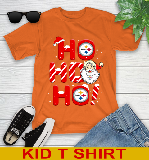 Pittsburgh Steelers NFL Football Ho Ho Ho Santa Claus Merry Christmas Shirt Youth T-Shirt 8