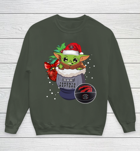 Toronto Raptors Christmas Baby Yoda Star Wars Funny Happy NBA Youth Sweatshirt 10