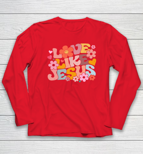 Love Like Jesus Christian Bible Verse Trendy Floral Heart Long Sleeve T-Shirt 6
