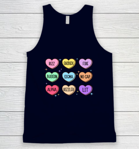 Skibidi Valentine's Day Candy Heart Funny Valentine Rizz Tank Top 2