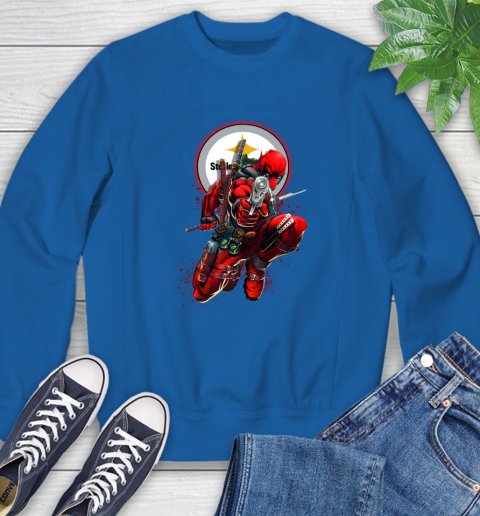 NFL Deadpool Marvel Comics Sports Football Pittsburgh Steelers Sweatshirt 8