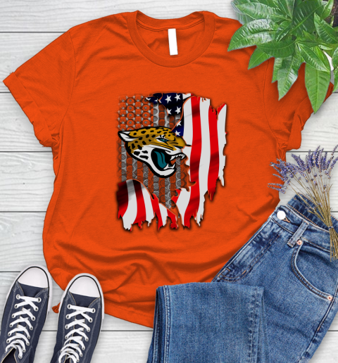Jacksonville Jaguars NFL Football American Flag Women's T-Shirt 3