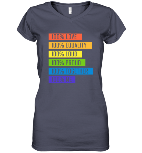 opom 100 love equality loud proud together 100 me lgbt women v neck t shirt 39 front heather navy