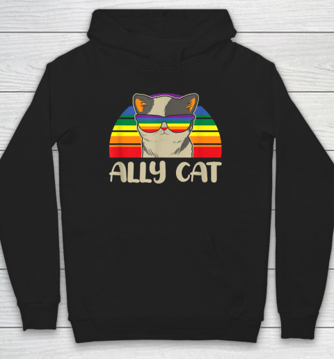 Ally Cat LGBT Gay Rainbow Pride Flag Hoodie