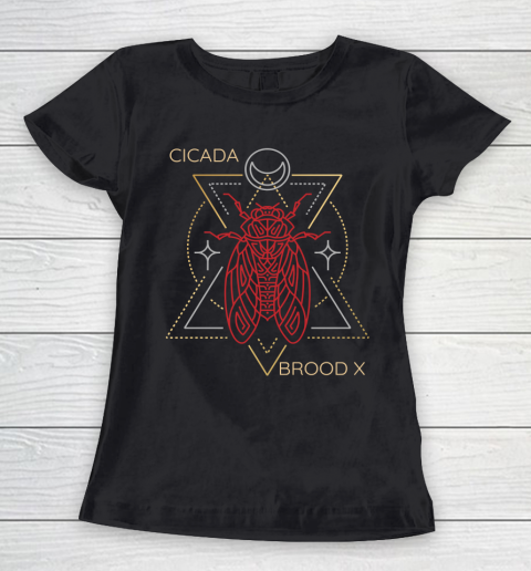 Cicada 2021 Funny tshirt Brood X Magical Lunar Line Drawing Women's T-Shirt