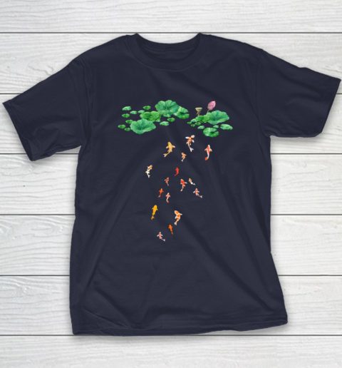 Watercolor Japanese Koi Fish Goldfish Lily Pad Lotus Leaf Shirt Youth T-Shirt 2