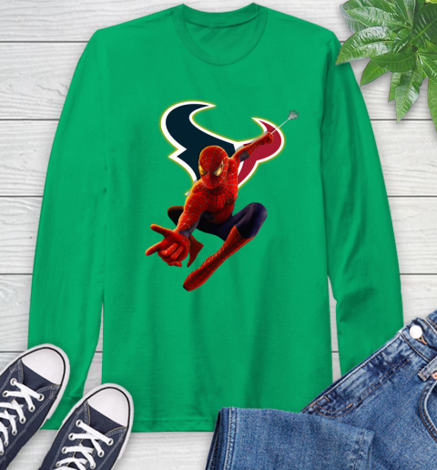 NFL Spider Man Avengers Endgame Football Houston Texans Long Sleeve T-Shirt 7