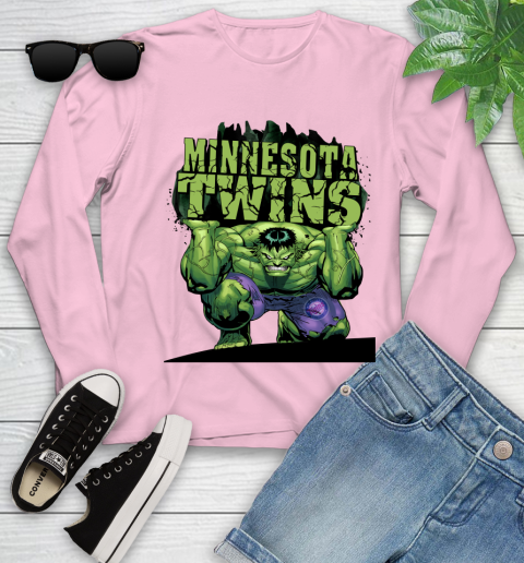 Minnesota Twins MLB Baseball Incredible Hulk Marvel Avengers Sports Youth Long Sleeve 10