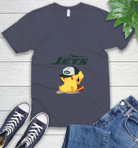 NFL Pikachu Football Sports New York Jets V-Neck T-Shirt 8