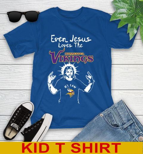 Minnesota Vikings NFL Football Even Jesus Loves The Vikings Shirt Youth T-Shirt 10