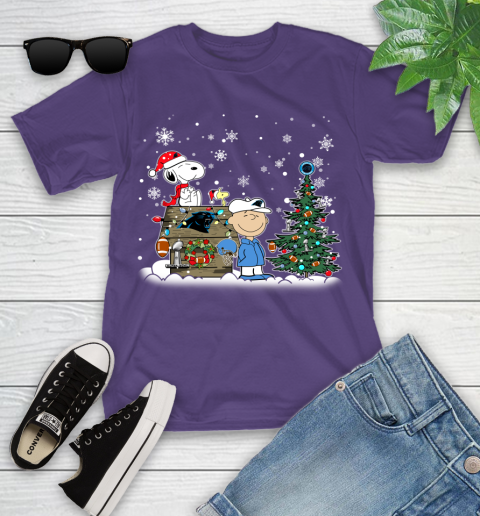 NFL Carolina Panthers Snoopy Charlie Brown Christmas Football Super Bowl Sports Youth T-Shirt 3