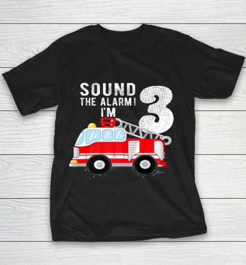 Kids Firefighter 3rd Birthday Boy 3 Year Old Fire Truck Youth T-Shirt