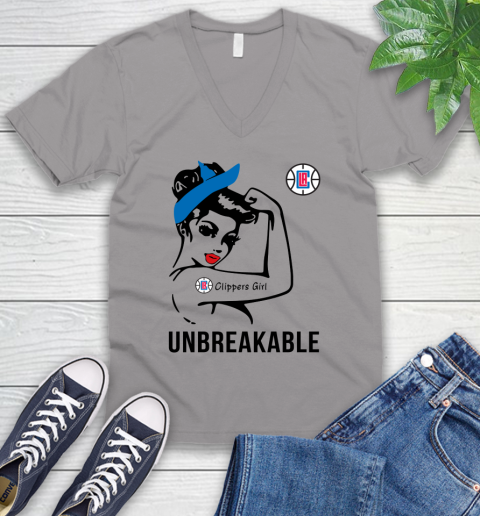 NBA Los Angeles Clippers Girl Unbreakable Basketball Sports V-Neck T-Shirt 2