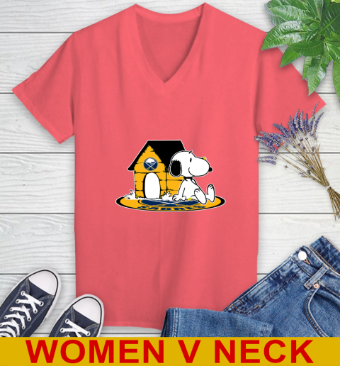 NHL Hockey Buffalo Sabres Snoopy The Peanuts Movie Shirt Women's V-Neck T-Shirt 7