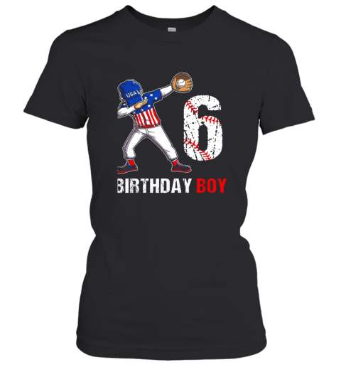 Kids 6 Years Old 6th Birthday Baseball Dabbing Shirt Gift Party Women's T-Shirt