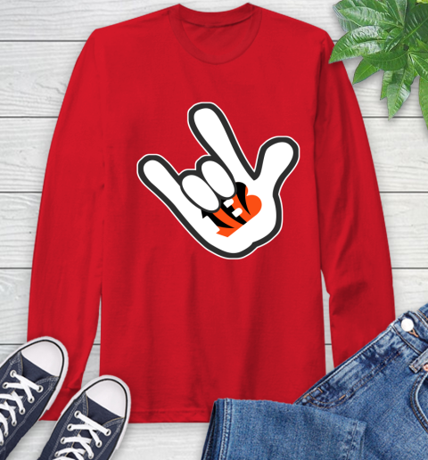 Cincinnati Bengals NFL Football Mickey Rock Hand Disney Long Sleeve T-Shirt 10