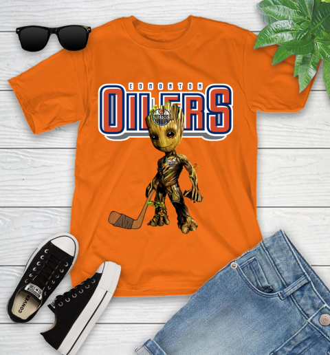 Edmonton Oilers NHL Hockey Groot Marvel Guardians Of The Galaxy Youth T-Shirt 7