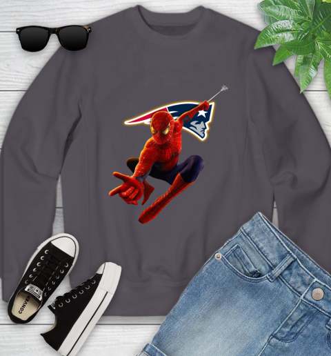 NFL Spider Man Avengers Endgame Football New England Patriots Youth Sweatshirt 6