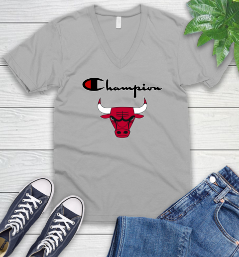 NBA Basketball Chicago Bulls Champion Shirt V-Neck T-Shirt 2