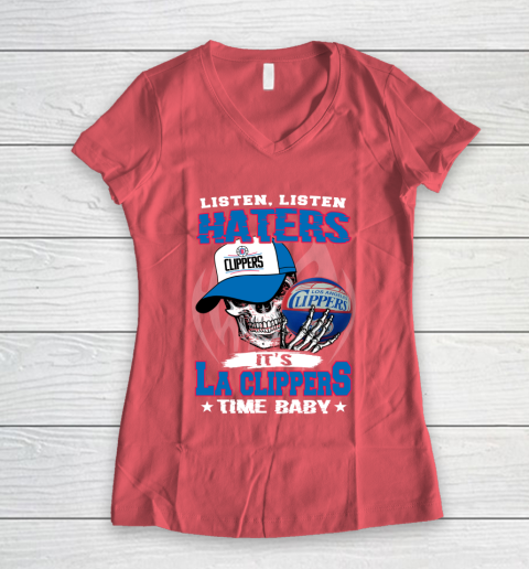 Listen Haters It is CLIPPERS Time Baby NBA Women's V-Neck T-Shirt 4