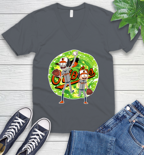 MLB Baltimore Orioles Rick And Morty Baseball Sports V-Neck T-Shirt 5