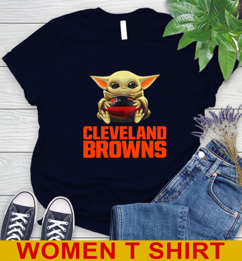 NFL Football Cleveland Browns Baby Yoda Star Wars Shirt Women's T-Shirt 3