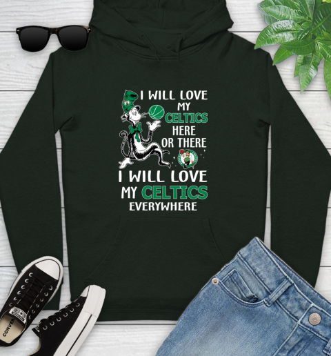 NBA Basketball Boston Celtics I Will Love My Celtics Everywhere Dr Seuss Shirt Youth Hoodie 12