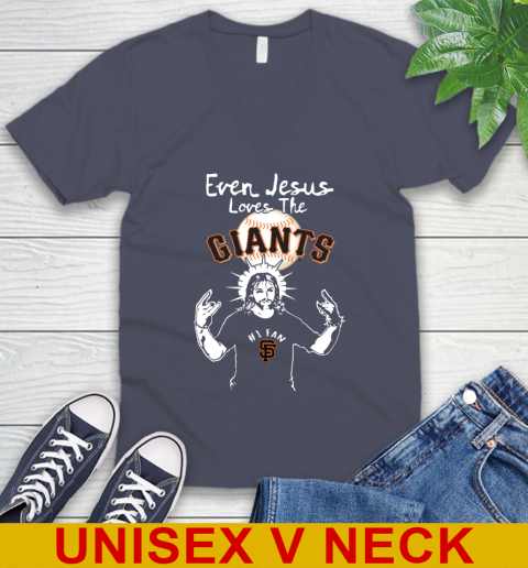 San Francisco Giants MLB Baseball Even Jesus Loves The Giants Shirt V-Neck T-Shirt 7