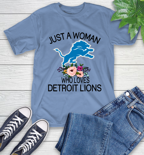 NFL Just A Woman Who Loves Detroit Lions Football Sports T-Shirt 11