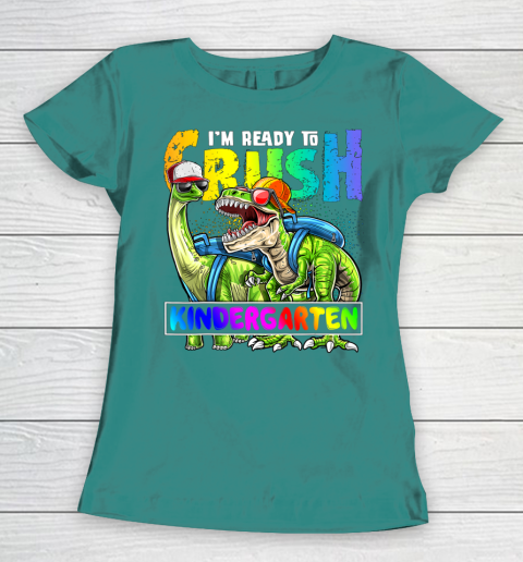 Next Level t shirts I m Ready To Crush Kindergarten T Rex Dino Holding Pencil Back To School Women's T-Shirt 10