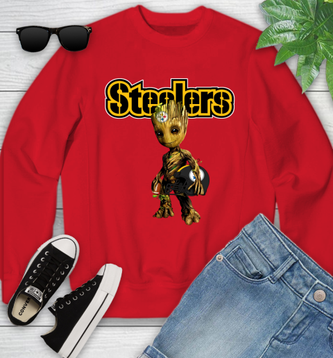 Pittsburgh Steelers NFL Football Groot Marvel Guardians Of The Galaxy Youth Sweatshirt 9