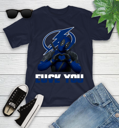 NHL Tampa Bay Lightning Deadpool Love You Fuck You Hockey Sports Youth T-Shirt 2