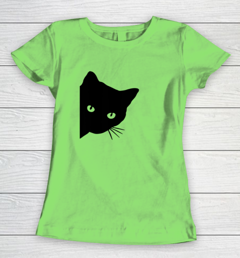 Black Cat Face Watching Funny Cat Halloween Gifts Cat Lovers T Shirt.QZSPTYUYC4 Women's T-Shirt 5
