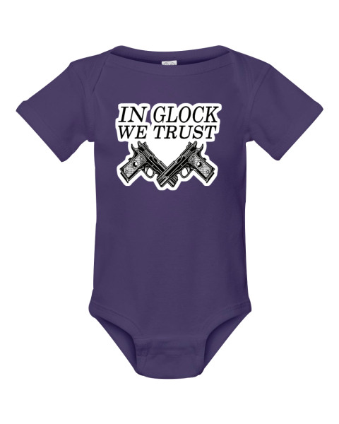 Unisex In Glock We Trust Infant Bodysuit uwyg unisex in glock we trust infant rib bodysuit 4400 105 front purple
