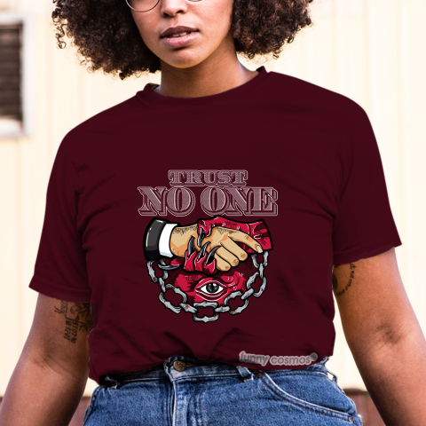 Air Jordan 1 Homage to Home Matching Sneaker Tshirt Trust No One Eye Red and White Jordan Tshirt